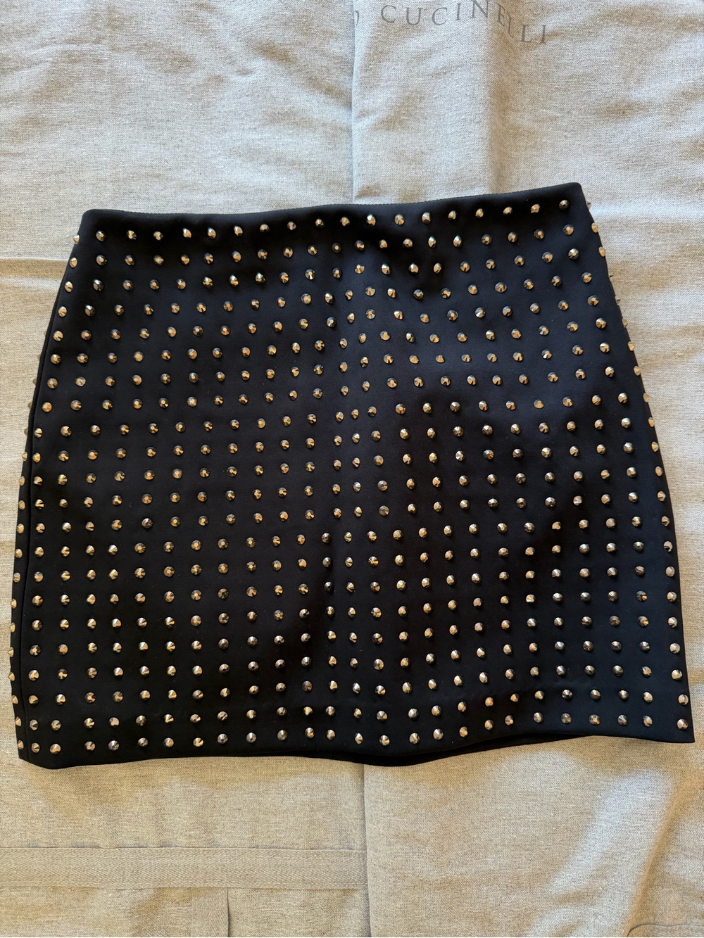 Sportmax Black Mini Skirt with Silver Studs